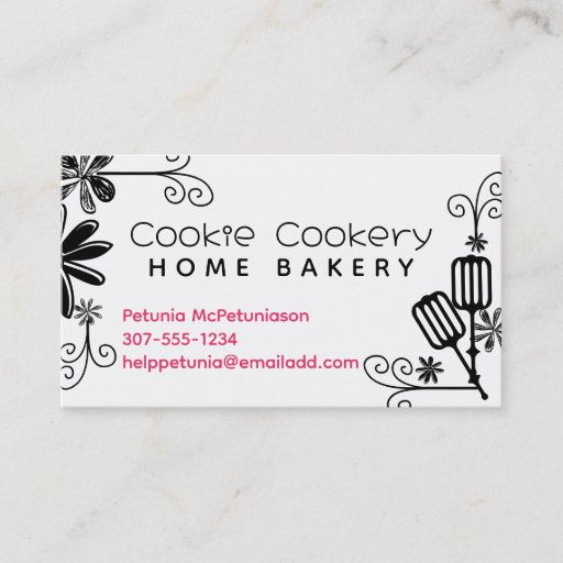 Customizable baking baker beaters utensils flowers business car business card template
