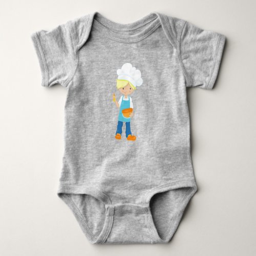 Baking Baker Pastry Chef Cute Boy Blond Hair Baby Bodysuit