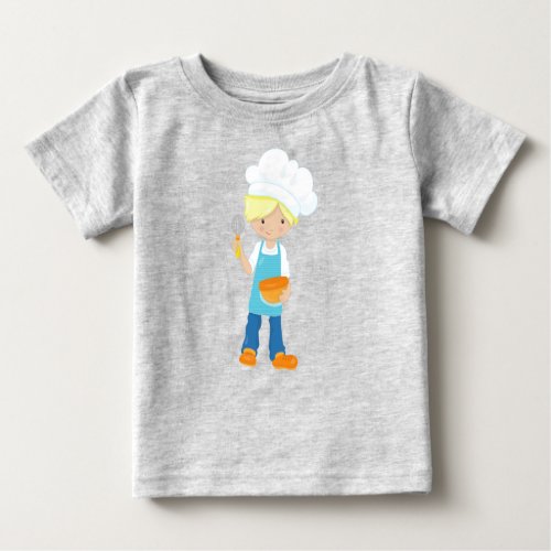 Baking Baker Pastry Chef Cute Boy Blond Hair Baby T_Shirt