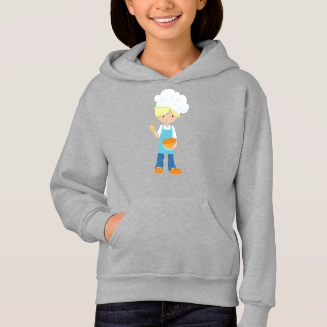 Baking, Baker, Pastry Chef, Cute Boy, Blond Hair Hoodie (Front)