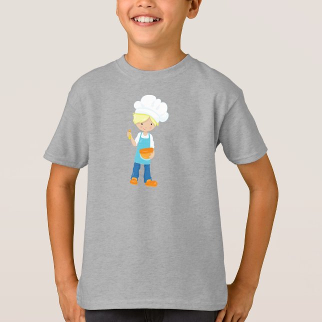 Baking, Baker, Pastry Chef, Cute Boy, Blond Hair T-Shirt (Front)