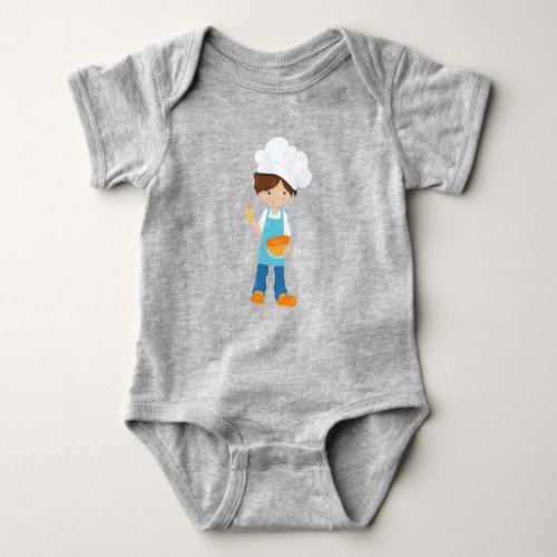 Baking Baker Pastry Chef Cute Boy Brown Hair Baby Bodysuit