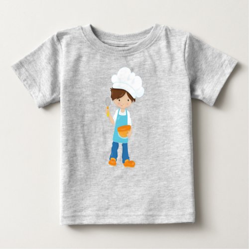Baking Baker Pastry Chef Cute Boy Brown Hair Baby T_Shirt