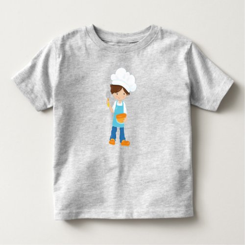 Baking Baker Pastry Chef Cute Boy Brown Hair Toddler T_shirt