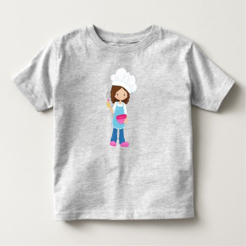 Baking Baker Pastry Chef Cute Girl Brown Hair Toddler T_shirt