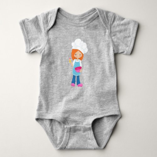 Baking Baker Pastry Chef Cute Girl Orange Hair Baby Bodysuit