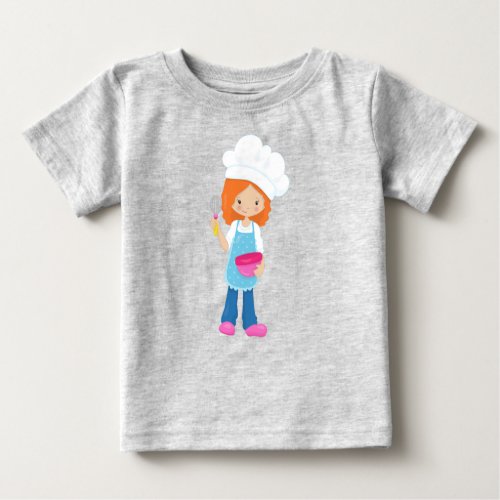 Baking Baker Pastry Chef Cute Girl Orange Hair Baby T_Shirt