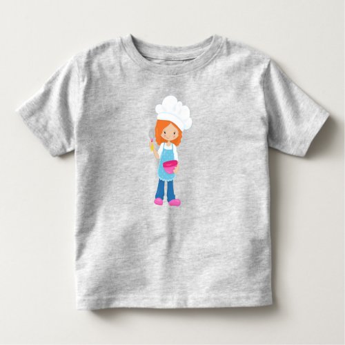 Baking Baker Pastry Chef Cute Girl Orange Hair Toddler T_shirt