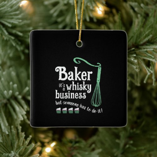 Baking Baker Pastry Chef Gift Cupcakes Whisk Ceramic Ornament