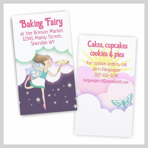 baking baker pastry chef kitchen fairy business ca business card template