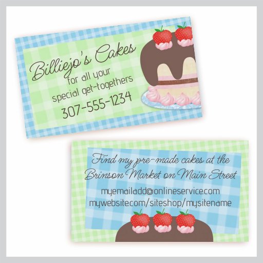 Customizable pink chocolate cake baking business card