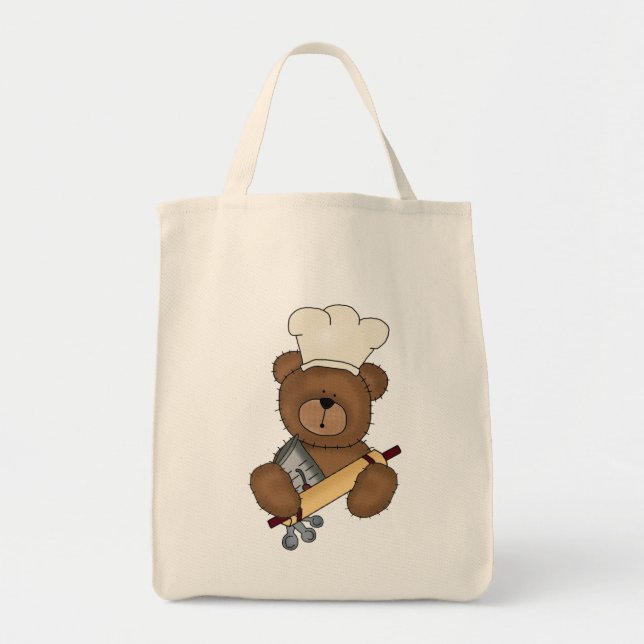 Baking Bear Grocery Tote Bag (Front)