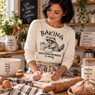 Baking Because Murder Is Wrong Funny Raccoon Baker Tri-Blend Shirt