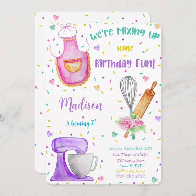 Baking Birthday Invitation (Front/Back)