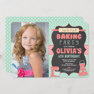 Baking birthday party cake decorating photo invitation