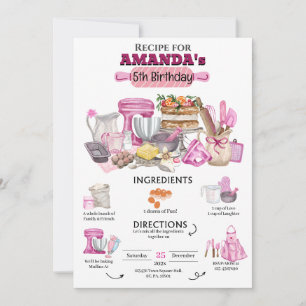 Baking Birthday Party Girly Cooking Birthday Party Invitation
