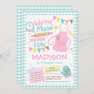Baking Birthday Party Girly Cooking Birthday Party Invitation