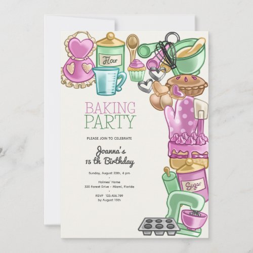 Baking birthday party invitation