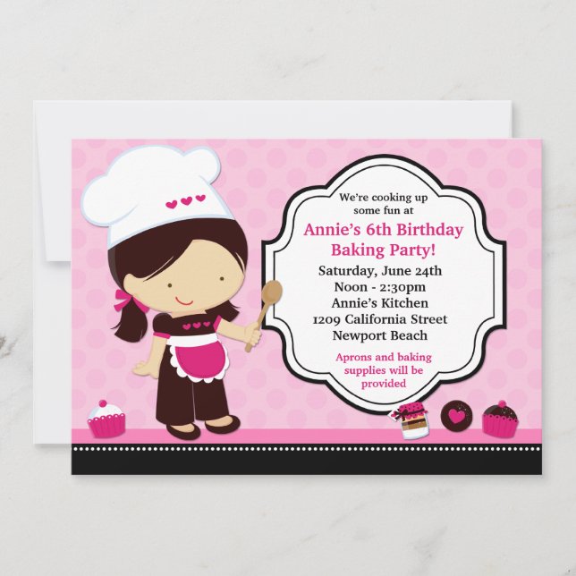 Baking Birthday Party Invitation (Front)