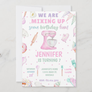 Baking birthday party invitation-girl baking party invitation