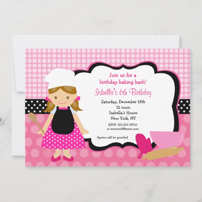 Baking Birthday Party Invitations (Front)