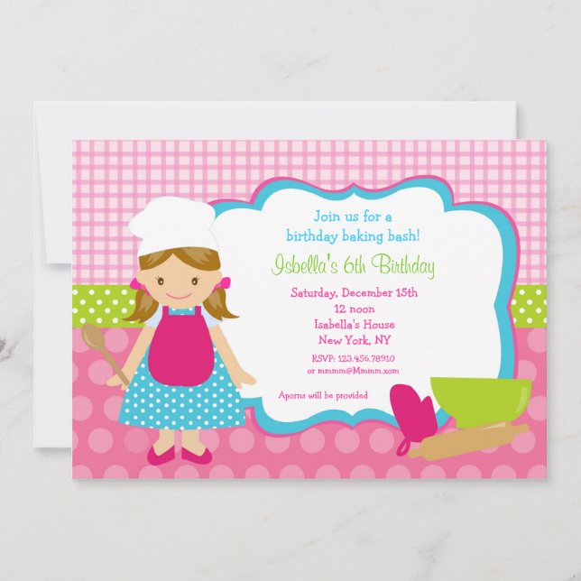 Baking Birthday Party Invitations (Front)
