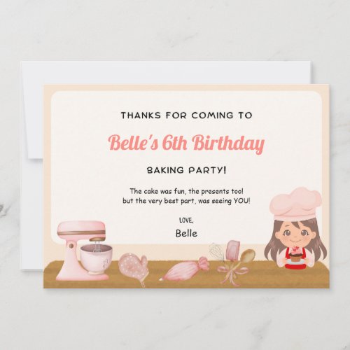 Baking Birthday Party Thank You Card
