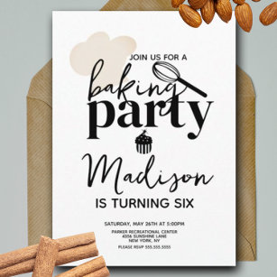 Baking Birthday Party Whisk Hat Cupcake Invitation