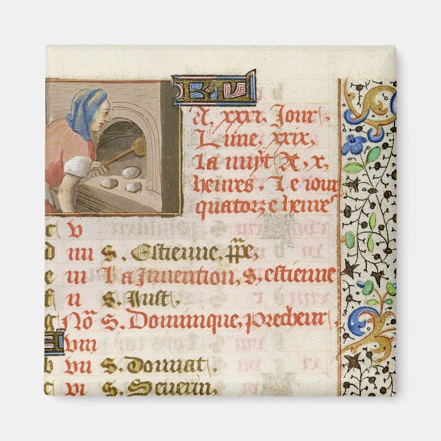 Baking Bread, from a Book of Hours Magnet (Front)