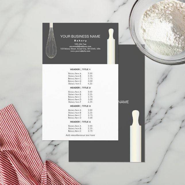 Baking Business Pastry Chef Bakery Menu & Price Flyer (Creator Uploaded)