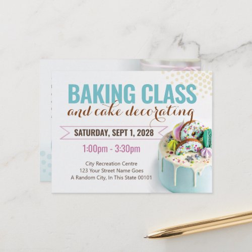 Baking Cake Decorating Class Event Flyer Postcard