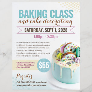 Baking Cake Decorating Class Event Flyer Template