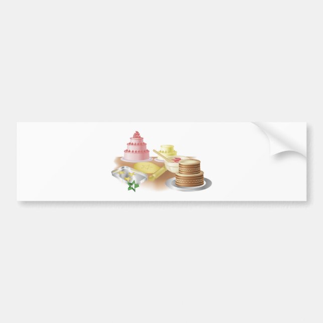 Baking cakes and cookies bumper sticker (Front)