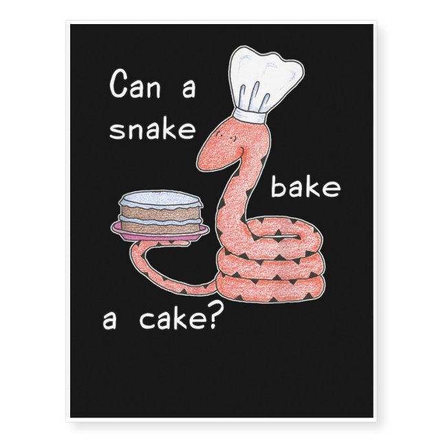 Baking | Can A Snake Bake A Cake Temporary Tattoos (Front)