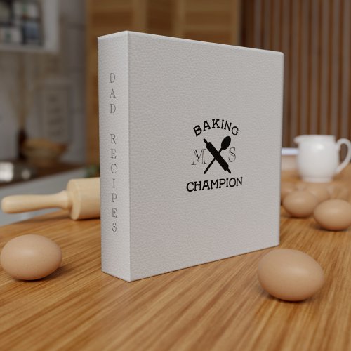 Baking Champion Monogram Gray Recipe Binder