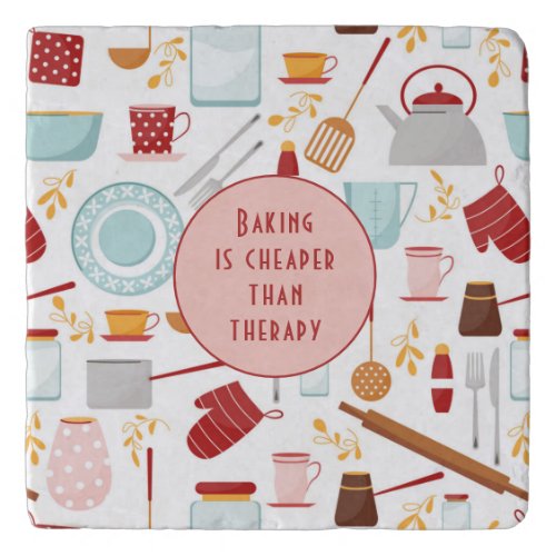 Baking Cheaper Than Therapy Funny Kitchen Pink Trivet