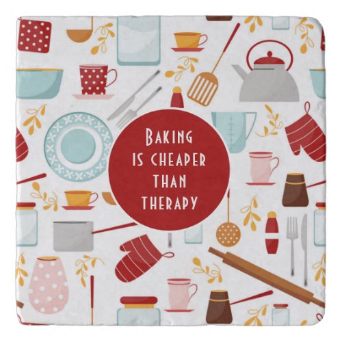 Baking Cheaper Than Therapy Funny Kitchen Red Trivet