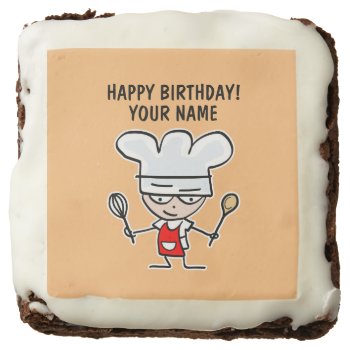 Baking Chef Birthday Party Favor Custom Brownie by cookinggifts at Zazzle