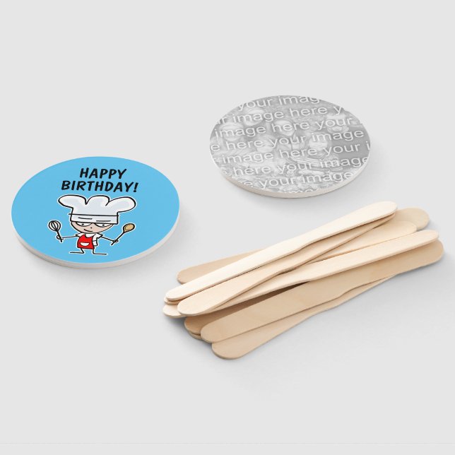 Baking chef kid's Birthday party favor custom  Hand Fan (Non-assembled)