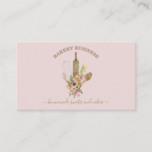 Baking chef logo rustic floral homemade foods business card