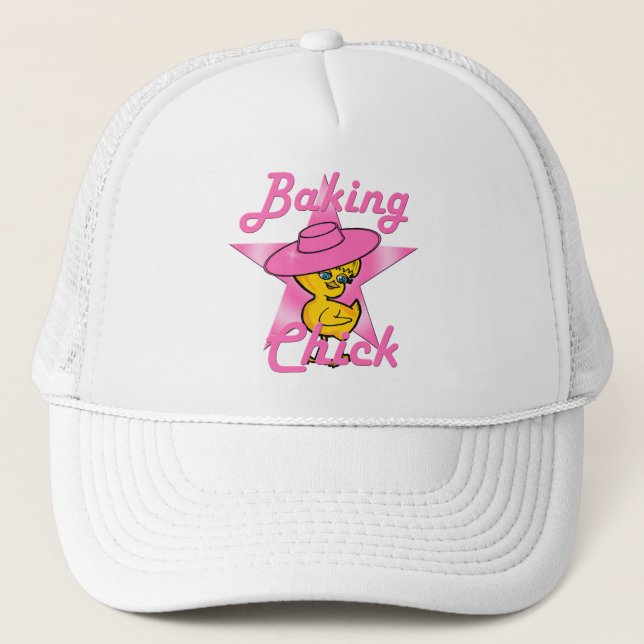 Baking Chick #8 Trucker Hat (Front)