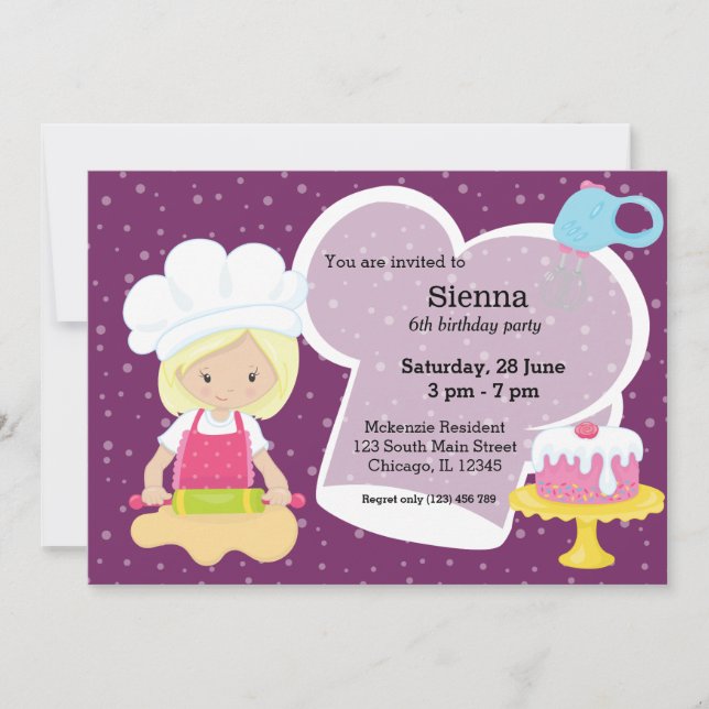 Baking * choose background color invitation (Front)