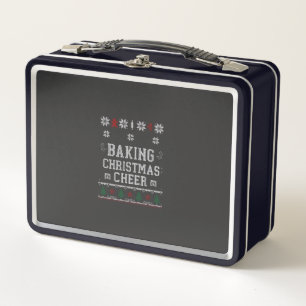 Baking Christmas Cheer Gingerbread Oven Knit Patte Metal Lunch Box