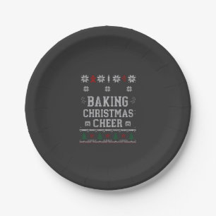 Baking Christmas Cheer Gingerbread Oven Knit Patte Paper Plates