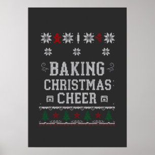 Baking Christmas Cheer Gingerbread Oven Knit Patte Poster