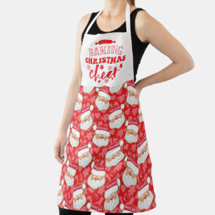 Baking Christmas Cheer Santa Cookie Pattern Apron
