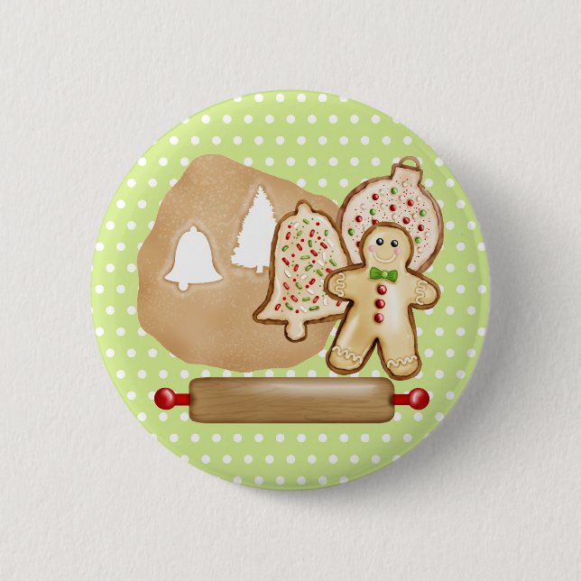 Baking Christmas Cookies Pinback Button (Front)