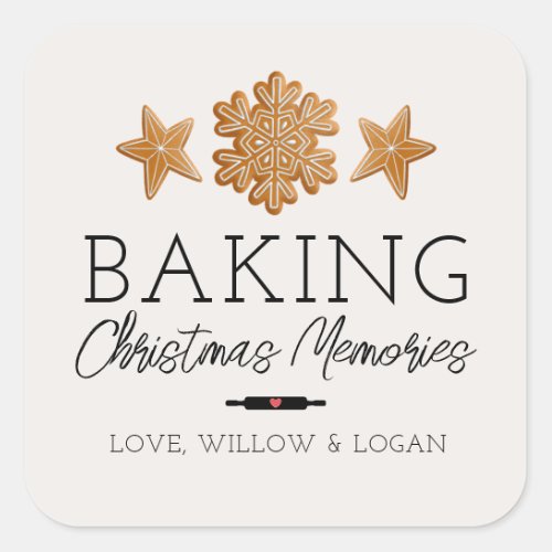 Baking Christmas Memories Gingerbread Cookies Square Sticker