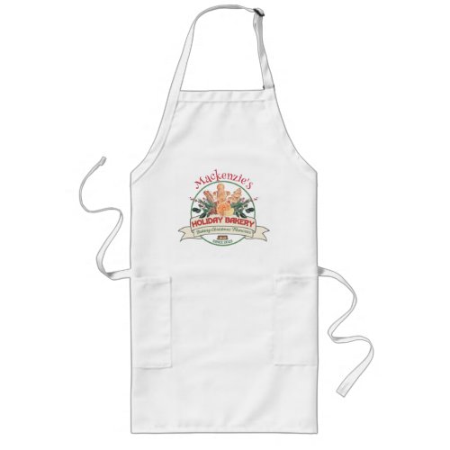 Baking Christmas Memories Personalized Bakery Logo Long Apron