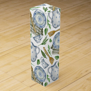 Baking classic blue pretty pattern women girly wine box